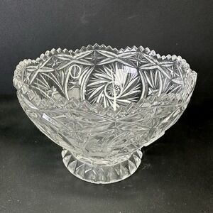 American Brilliant Period Pinwheel Cut Crystal Glass Bowl 6.25" Diameter